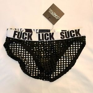 Andrew Christian Lick, Suck, Fuck Black Briefs NWT